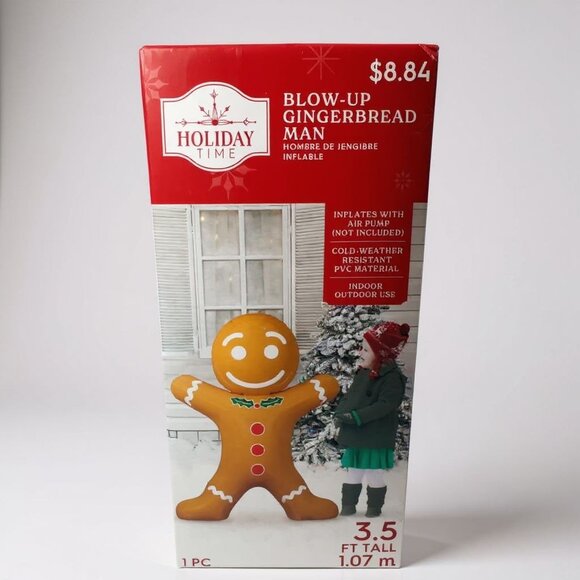 Holiday Time Blow-Up Gingerbread Man Inflatable Outdoor Christmas Decor 3.5 Ft - Picture 1 of 4